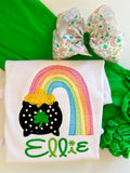 Rainbow Pot of Gold Shirt or bodysuit for girls - Darling Little Bow Shop