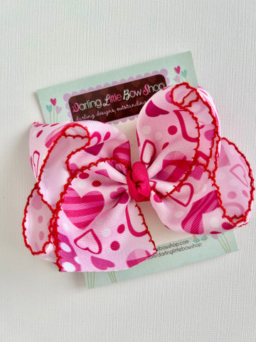 Hearts Valentine hairbow - Darling Little Bow Shop