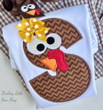 Thanksgiving bodysuit or shirt for girls -- Turkey Face Alphabet
