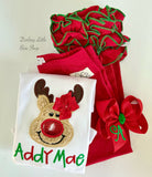 Christmas Monogrammed Bow with Cursive Initial - Darling Little Bow Shop