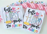 Girls School Shirt - hello Kindergarten shirt - Darling Little Bow Shop