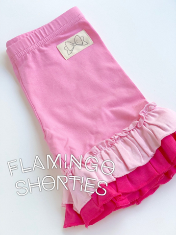 Flamingo Ruffle Shorties - Pink Ombre Ruffle Shorts - gorgeous knit ruffle shorts - Darling Little Bow Shop