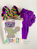 Mardi Gras shirt or bodysuit for girls - Mardi Gras Cat - Darling Little Bow Shop
