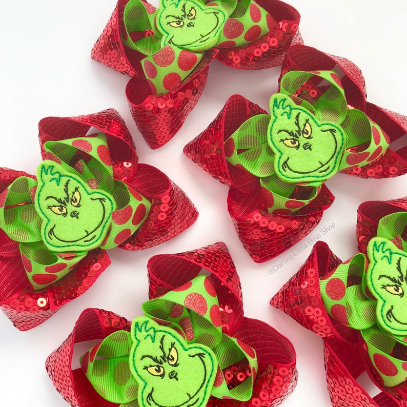 Grinch Hairbow  Darling Little Bow Shop