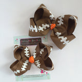 Football bow, football hairbow -- choose your team color for center, 4-5" or 6-7" or 8" bow - Darling Little Bow Shop