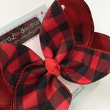 Buffalo Plaid hairbow -- 6" or 4-5" hairbow with optional headband - Darling Little Bow Shop
