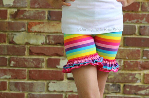 Rainbow Ruffle Shorties sizes 6m to girls 12 - Darling Little Bow Shop