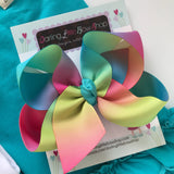 Rainbow Bow, rainbow hairbow in ombre rainbow colors choose 4-5" or 6-7" - Darling Little Bow Shop