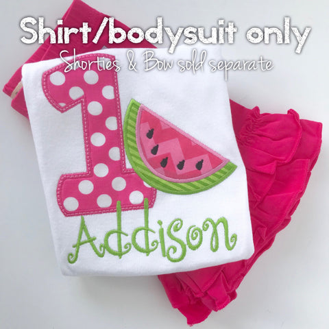 Baby Girl Birthday Watermelon bodysuit or shirt-- Summertime Sweet -- hot pink, pink & lime watermelon theme - Darling Little Bow Shop