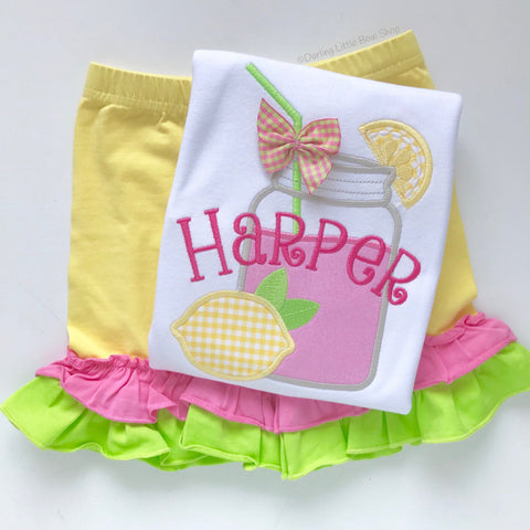 Mason Jar Pink Lemonade shirt, tank or bodysuit for girls - Darling Little Bow Shop