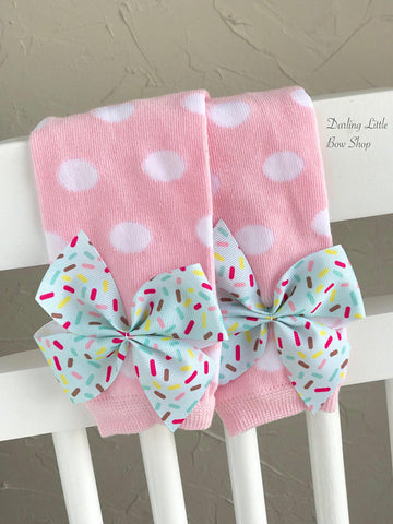 Pink Sprinkles Leg Warmers Regulars for Donut or Ice Cream theme birthday - Choose Newborn or Regular - Darling Little Bow Shop