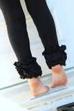 Black Ruffle Leggings - black knit ruffle leggings - comfy knit ruffle pants size Newborn to 10 - Darling Little Bow Shop