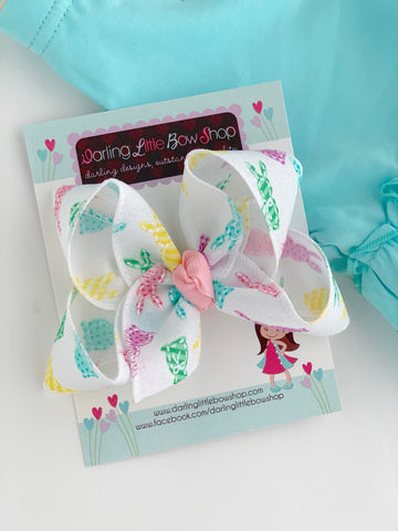 Peep bow, Peep hairbow in pink, light purple, yellow and aqua -- choose 4" or double stack bow - Darling Little Bow Shop