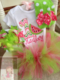 Baby Girl Birthday Watermelon bodysuit or shirt-- Summertime Sweet -- hot pink, pink & lime watermelon theme - Darling Little Bow Shop