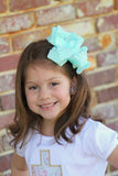 6" Double Layer ruffle bow, optional headband in many color options - Darling Little Bow Shop