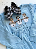 Snowman Tunic Sweatshirt - leopard and buffalo check sweet snowmen - Darling Little Bow Shop