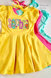 Twirly Dress for Girls with rainbow color name - Darling Little Bow Shop