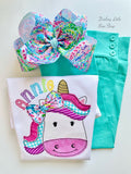 Catch The Wave Unicorn shirt or bodysuit for girls - Darling Little Bow Shop