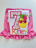 Pineapple Birthday Shirt or bodysuit for girls, Pineapple Shirt - Tutti Frutti - beautiful pineapple theme birthday shirt - Darling Little Bow Shop