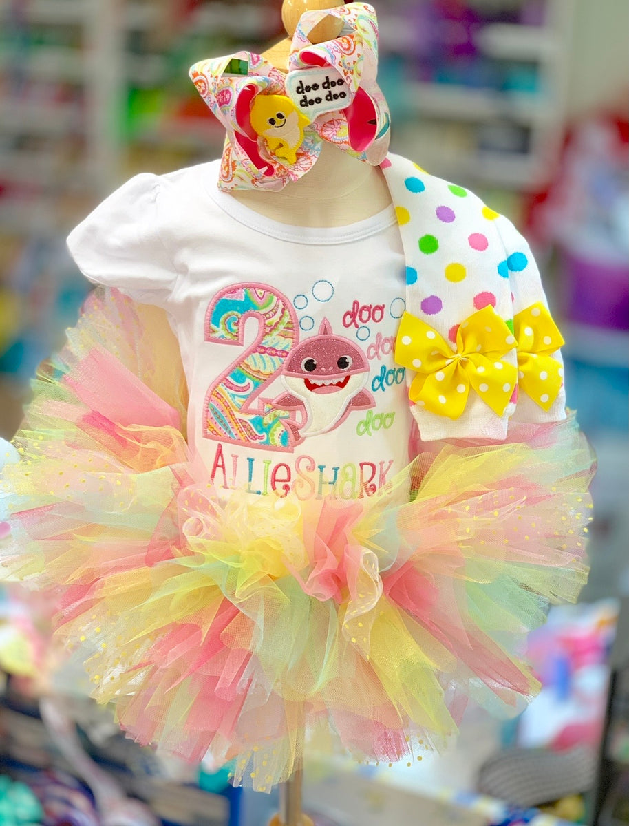 Baby Shark Birthday Tutu Outfit For any age birthday Made in USA