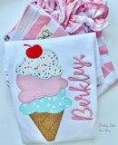 Ice Cream Shirt or bodysuit for girls in pastel colors - Darling Little Bow Shop