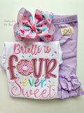 Four ever Sweet Birthday Shirt in donut sprinkles theme - Darling Little Bow Shop