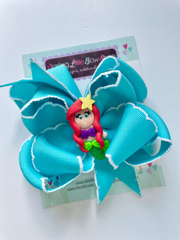 Aqua Ariel hairbow - Darling Little Bow Shop
