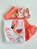 Flamingo bow, Flamingo Coral Hairbow - Darling Little Bow Shop