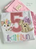 Puppy Kitty Birthday shirt or bodysuit ANY AGE, Dog and Cat birthday - Darling Little Bow Shop