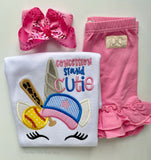 Baseball or Softball Unicorn shirt or bodysuit for girls - Darling Little Bow Shop