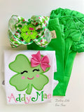 St. Patrick’s Day top for girls | Clover Cutie - Darling Little Bow Shop