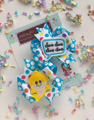 Baby Shark pigtail bows - Darling Little Bow Shop