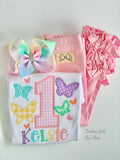 Butterfly Pastel Birthday Bodysuit or Shirt - ANY AGE - Darling Little Bow Shop