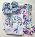 Tropical Print Mermaid Monogram shirt, ruffle shirt, tank or bodysuit - Darling Little Bow Shop