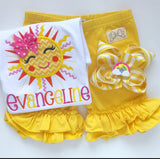 Sunshine Shirt or bodysuit for girls in orange, pink, and yellow - Darling Little Bow Shop
