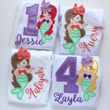 Mermaid Birthday Shirt or bodysuit for girls ANY AGE - Darling Little Bow Shop