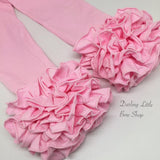 Powder Pink Ruffle Leggings - Powder Pink Icings - gorgeous knit ruffle leggings - size NB to 10 - Darling Little Bow Shop
