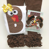 Thanksgiving bodysuit or shirt for girls -- Turkey Face Alphabet - Darling Little Bow Shop