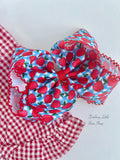 Apple theme hair bow for back to school and Fall apple picking outfits