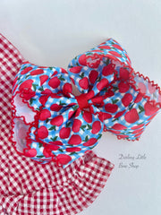 Apple theme hair bow for back to school and Fall apple picking outfits