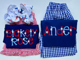4th of July hairbow in red, white and blue, silver stars
