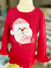 Santa’s Favorite red ruffle shirt for girls