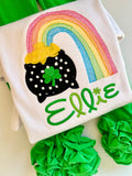 Rainbow Pot of Gold Shirt or bodysuit for girls - Darling Little Bow Shop