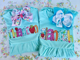 School Days Aqua Dress with name