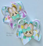 Funny Bunny Easter pigtail bows - Darling Little Bow Shop