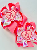 Candy Hearts Initial hairbow - Darling Little Bow Shop