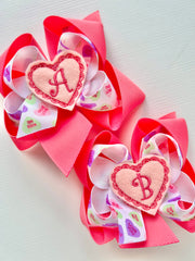Candy Hearts Initial hairbow
