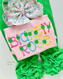 Happy Go Lucky Hairbow with four leaf clovers and rainbows - choose 4-5" or 6" bow