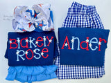 Navy Star Spangled shirt or tank for girls