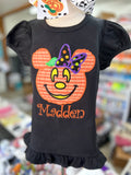 Miss Mouse Halloween Pumpkin shirt, ruffle shirt, tank or bodysuit - Darling Little Bow Shop